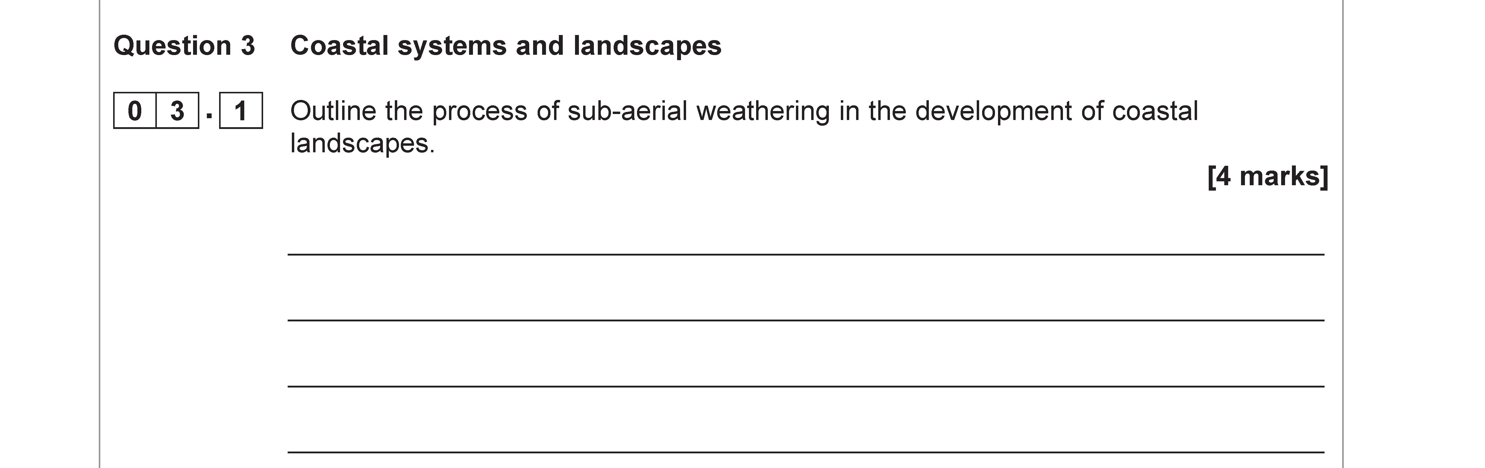 Outline-the-process-of-sub-aerial-weathering-in-the-development-of-coastal-landscapes.----AQA-A-Level Geography-Question 3-2020-Paper 1.png